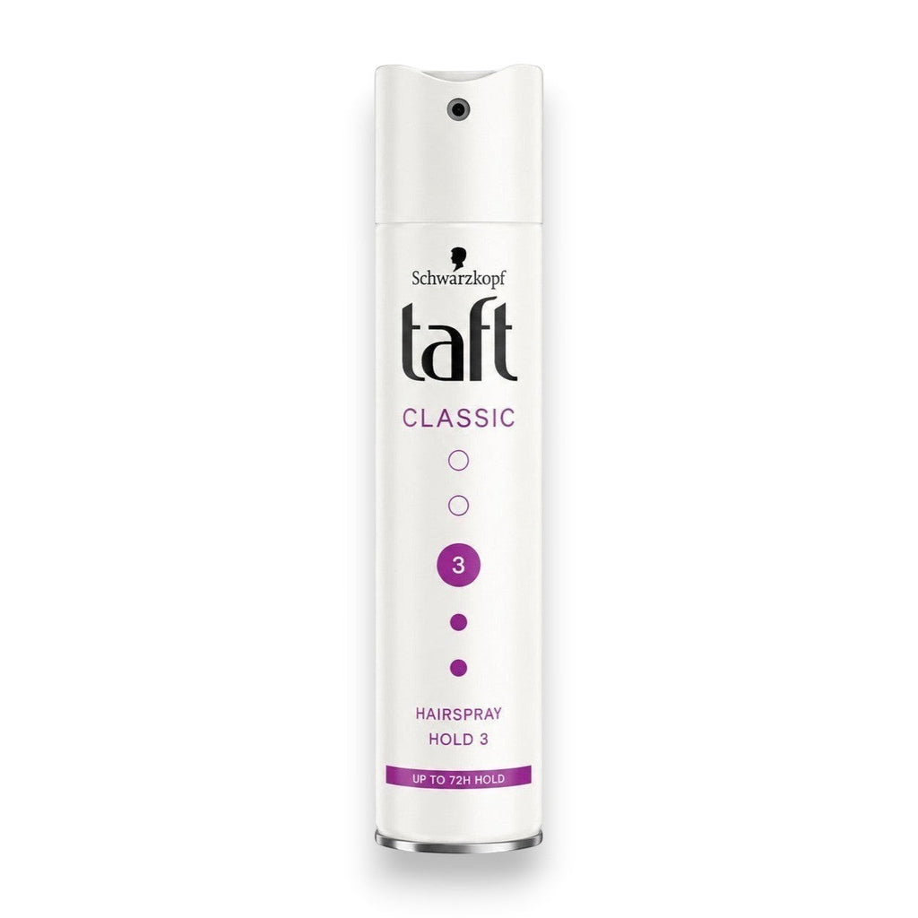 Tap2Own Schwarzkopf Taft Classic hair spray bottle with hold level 3 for long-lasting 72-hour professional styling.