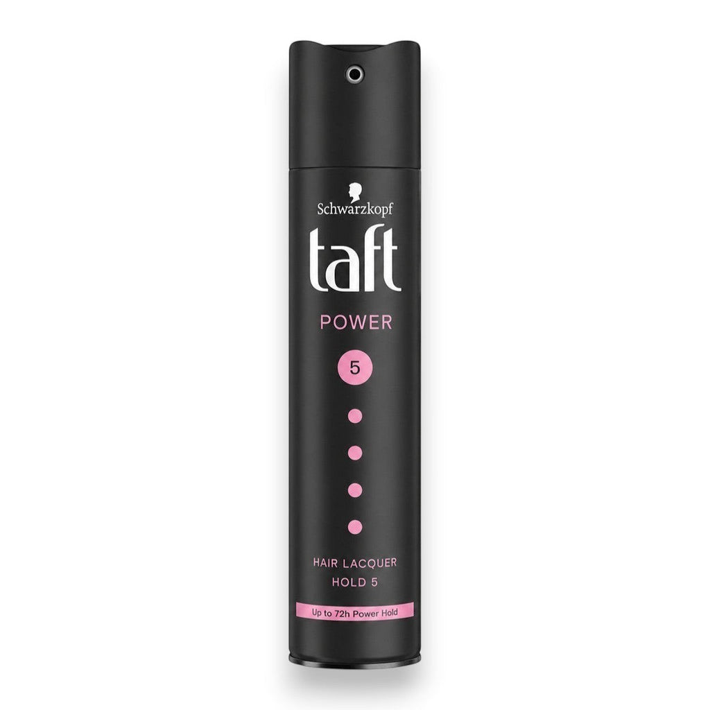Tap2Own Schwarzkopf Taft Power hair lacquer spray with level 5 hold in a black aerosol canister