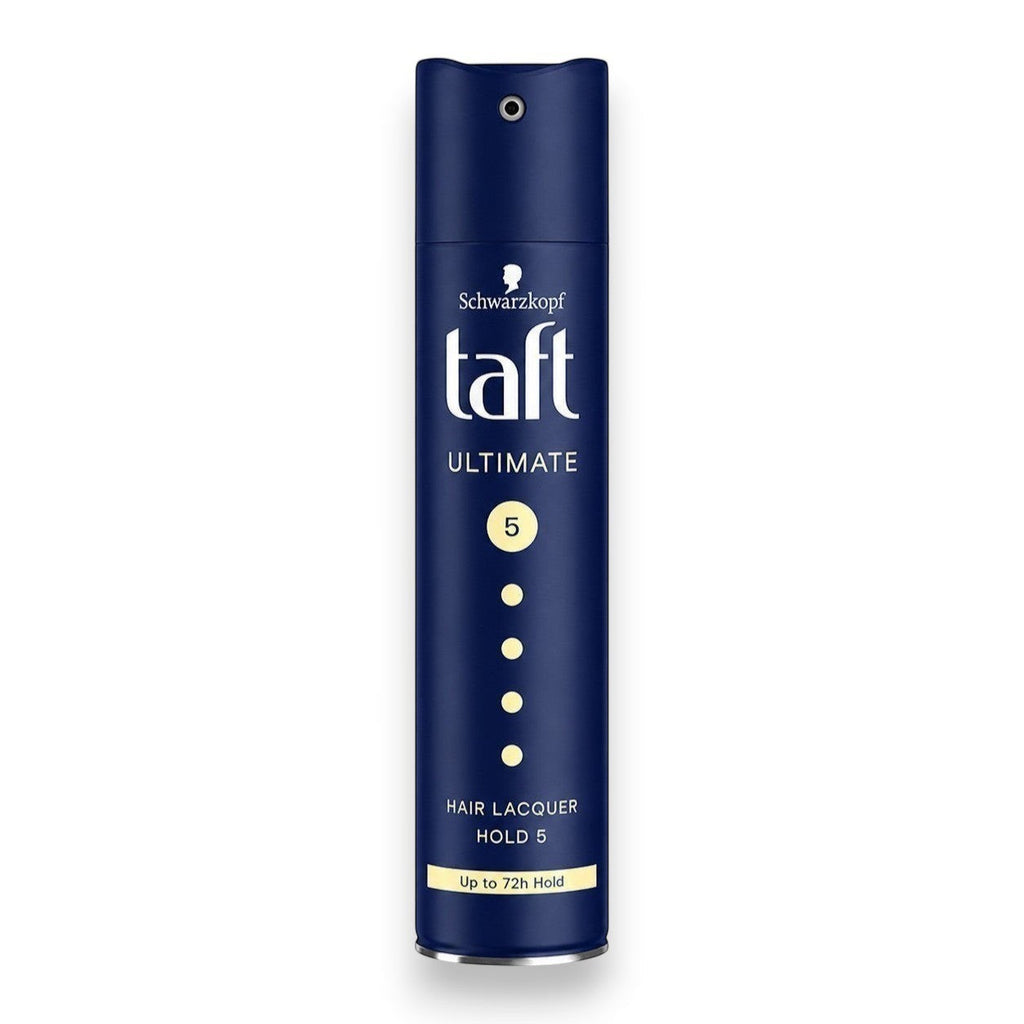 Tap2Own Schwarzkopf Taft Ultimate hair lacquer spray with level 5 hold in a dark blue canister