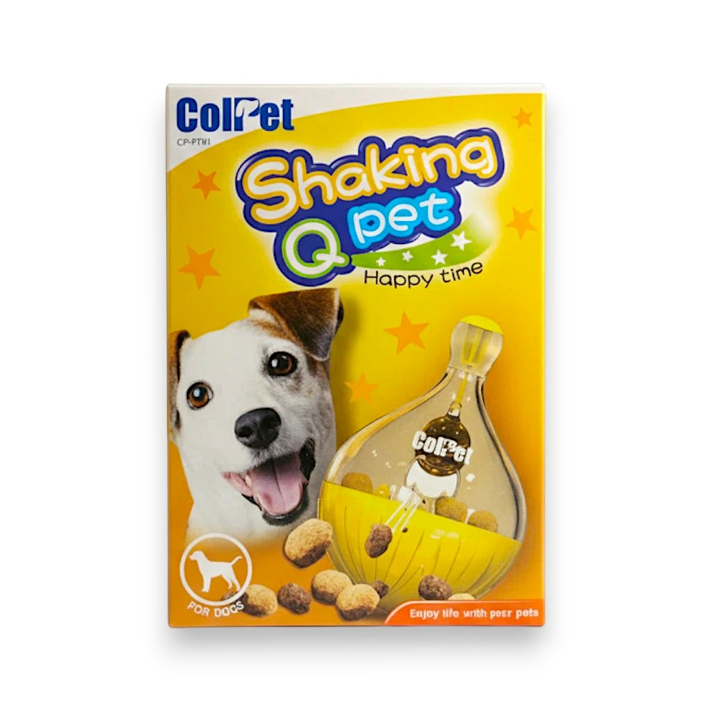 Tap2Own ColPet Shaking Pet Interactive Treat Dispenser Toy for dogs, yellow and clear plastic
