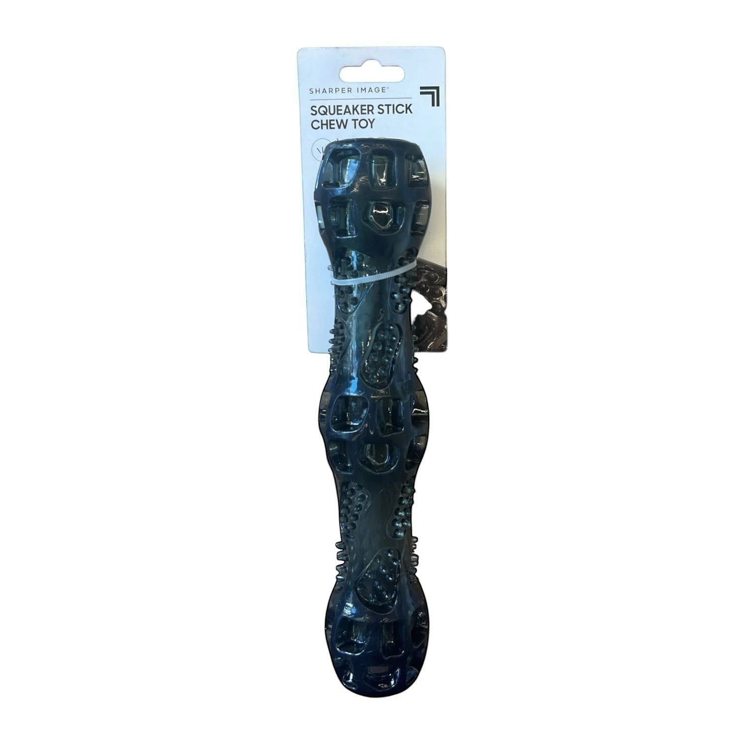 Tap2Own Sharper Image Squeaker Stick Chew Toy for dogs, black, textured, durable rubber, dental cleaning