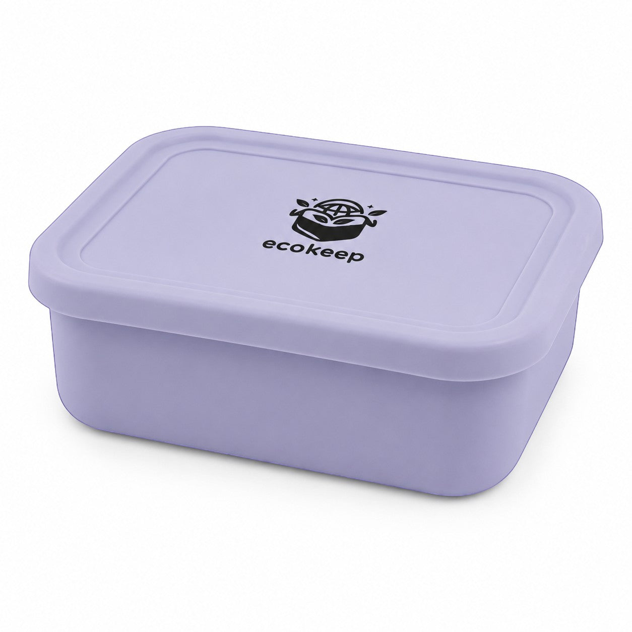 Tap2Own light purple silicone bento lunch box with multiple compartments and a secure-fitting lid.
