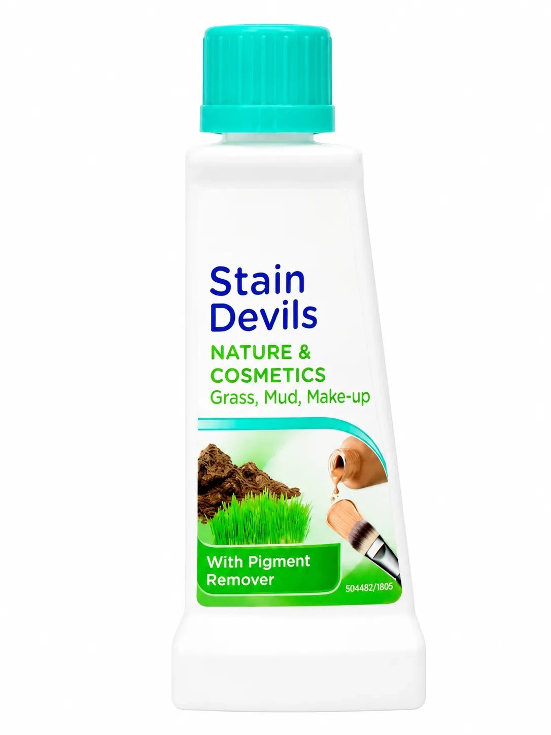 Tap2Own Stain Devils Nature & Cosmetics stain remover bottle for grass, mud, and makeup stains with pigment remover.
