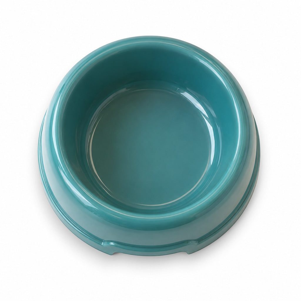 Tap2Own teal durable pet food and water bowl, wide-mouth design for easy eating and cleaning.